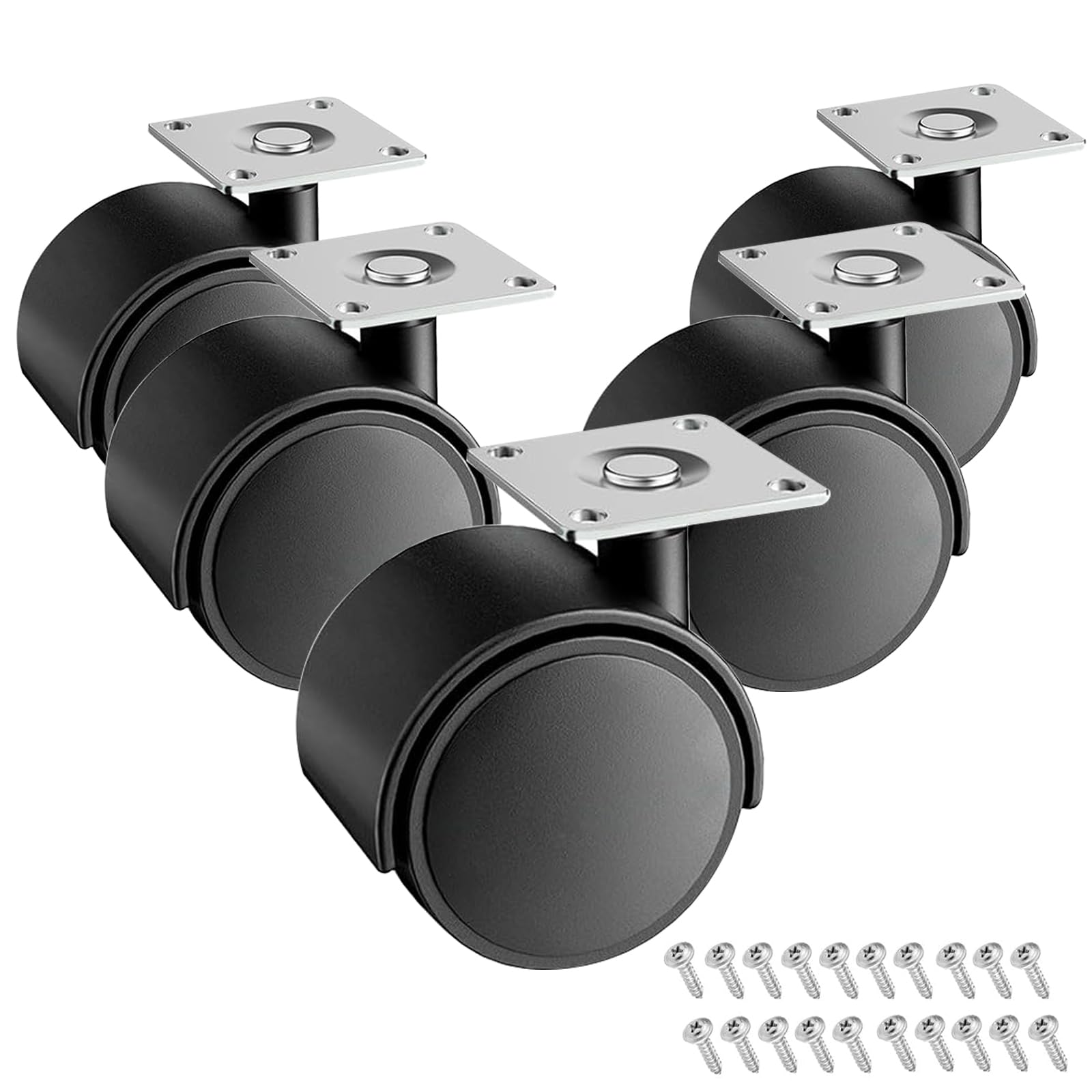 Copapa 1" Dia Plastic Wheel Metal Top Plate Swivel Ball Bearing Casters 5 Pcs w Mounting Screws