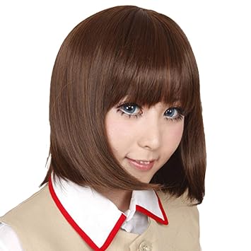 Amazon Com Hoolaza Dark Brown Short Straight With Bangs Cosplay