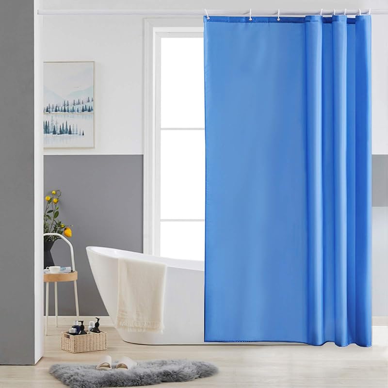 Furlinic Shower Curtain Mould Proof Blue 120x180cm Polyester with 8 Hooks
