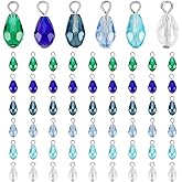 PH PandaHall 60Pcs Blue Series Faceted Teardrop Charms 6 Colors 16mm Crystal Charm Dangle Transparent Glass Pendants Teardrop Charm Dangle for Jewelry Making Necklace Bracelet Craft