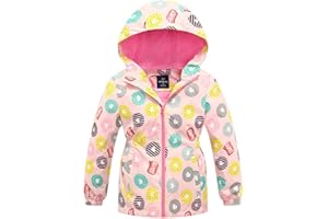 Sowllars Girls Rain Jacket, Windbreaker Kids Raincoat Waterproof Zip Jacket with Fleece Liner…
