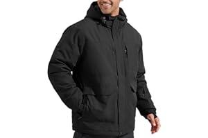 FREE SOLDIER Men's Waterproof Ski Jacket Fleece Lined Warm Winter Snow Coat with Hood Fully Taped Seams