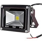 GLW® 10w 12v Ac or Dc Warm White Led Flood Light Waterproof Outdoor Lights 750lm 80w Halogen Bulb Equivalent Black Case