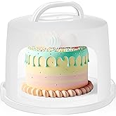 Baderke 10 Inch Round Cake Carrier with Lid and Handle - Two Sided Cake Holder & Box for Transport, Pie, Cupcake(White)