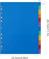 ROSSHINE 10 Pack 1-12 Part File Dividers A4 11-Hole Multi-Color Content List view 2
