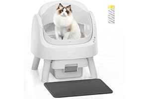 PETPIVOT Self-Cleaning Cat Litter Box for Multiple Cats - Automatic, Open Top, White with Liners and Mat Included