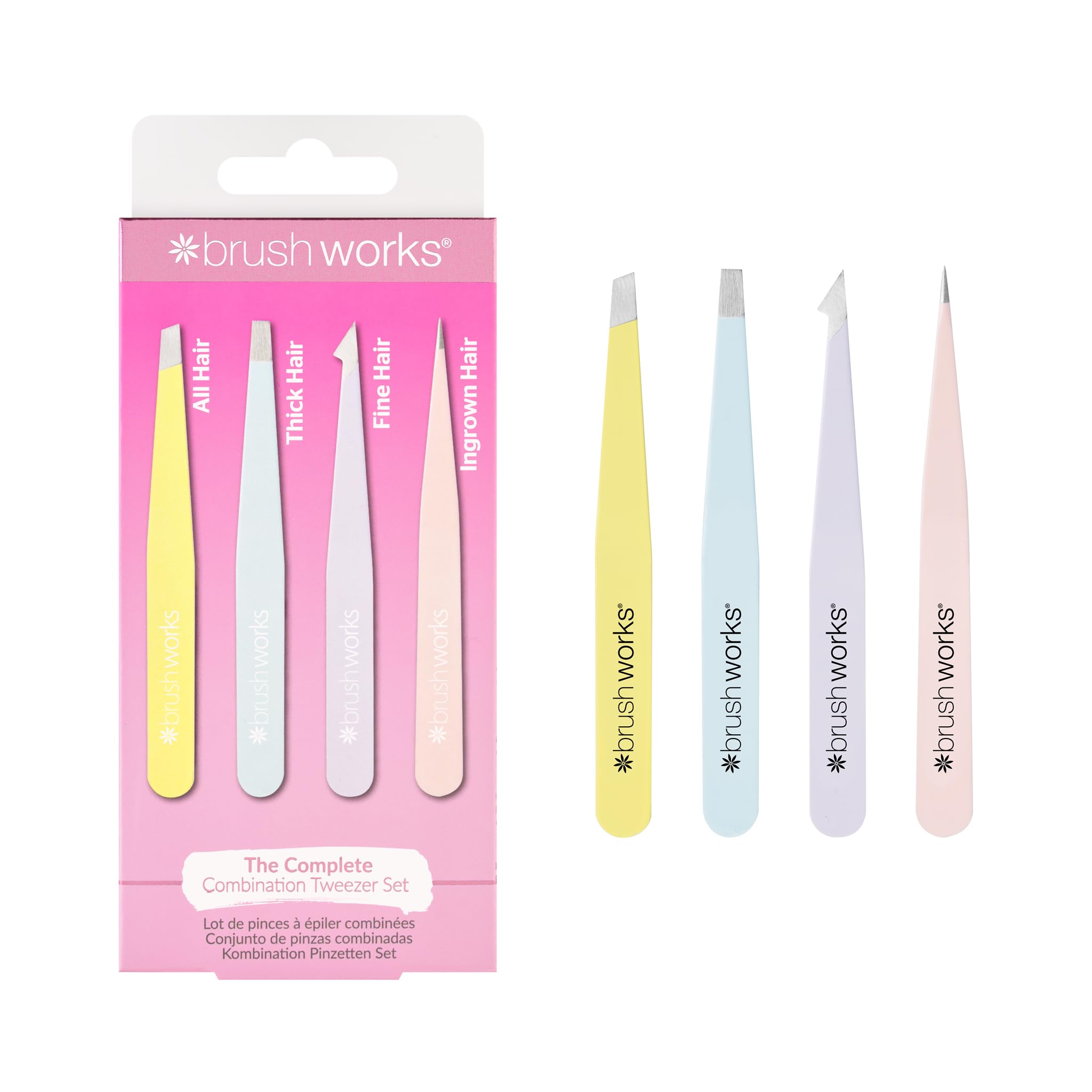 Brushworks HD 4 Piece Combination Tweezer Set - Mixed