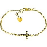 Galaxy Gold GG Sapphire Cross Bracelet in 14k Yellow Gold