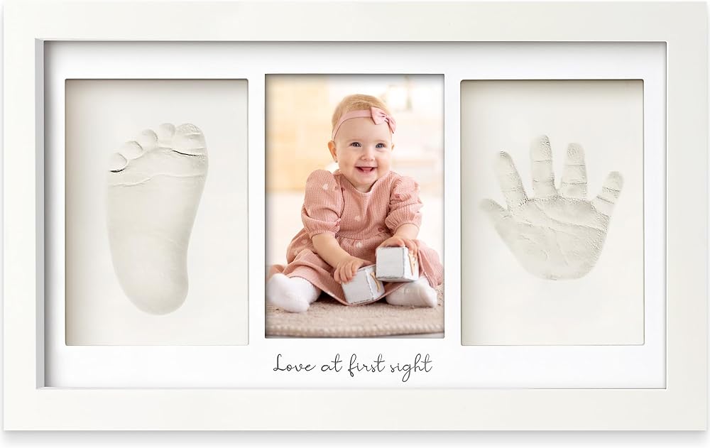 KeaBabies Baby Hand and Footprint Kit, Clay Keepsake Frame (Alpine White) | Quick Dry Handprint and Footprints, Newborn Nurse