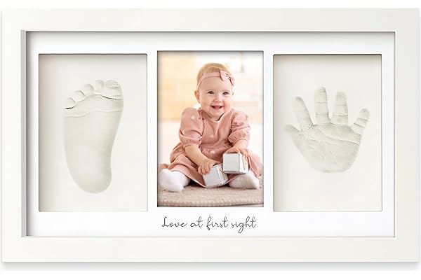 KeaBabies Baby Hand and Footprint Kit, Clay Keepsake Frame (Alpine White) | Quick Dry Handprint and Footprints, Newborn Nurse