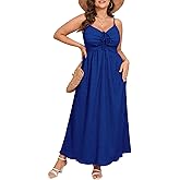 SHESTARR Women's Plus Size Summer Dress Spaghetti Strap Sleeveless Sweetheart Neck Swing A Line Maxi Long Dress