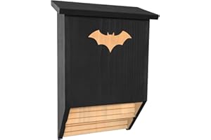 antiai Bat House for Outdoors,A Large Wooden Double Chamber Bat Box for Outside for TreePerfectly Designed to Attract Bats,15" Big Bat Box 2 Chamber Wood Bat Houses,Black