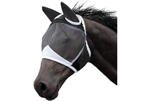 Amaezorx 1 Pcs 2025 New Horse Fly Mask with UV Protection - Adjustable Breathable Mesh Fly Mask for Horses & Ponies, Large Ey