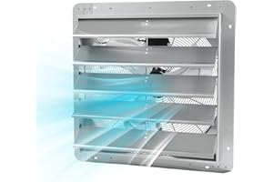 20Inch Wall Mounted Shutter Exhaust Fan, 3500 CFM, 1500 RPM High Speed Low Noise, Aluminum Automatic Shutter Attic Fan for At