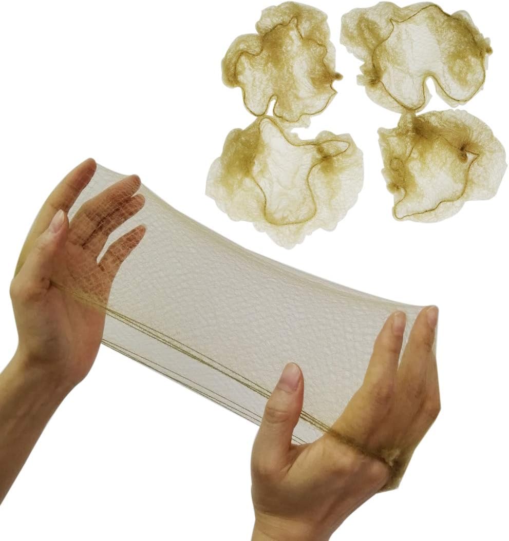 50PCS Hair Nets Invisible Mesh Hair Nets (Blonde) Elastic Bun Hair Nets