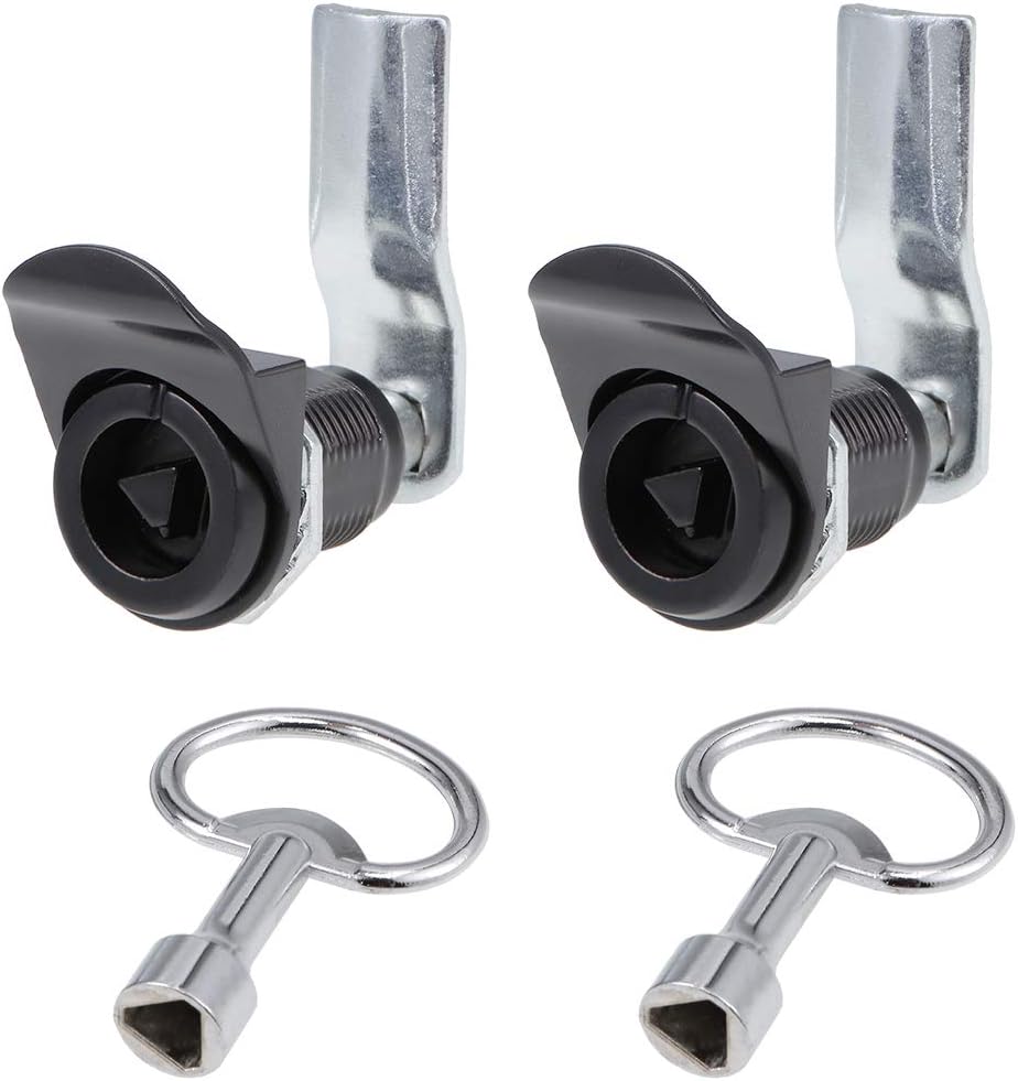 sourcing map Triangle Cam Lock 1-1/4" Cylinder Length Fits Up to 3/4" Thick Panel Black 2Pcs, 2 Pack