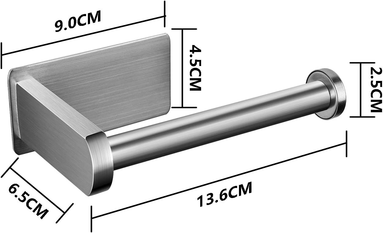 FRCAMI Self Adhesive Toilet Paper Holder, Brushed Nickel Toilet Paper Roll Holder SUS304 Stainless Steel for Bathroom Kitchen: Home & Kitchen