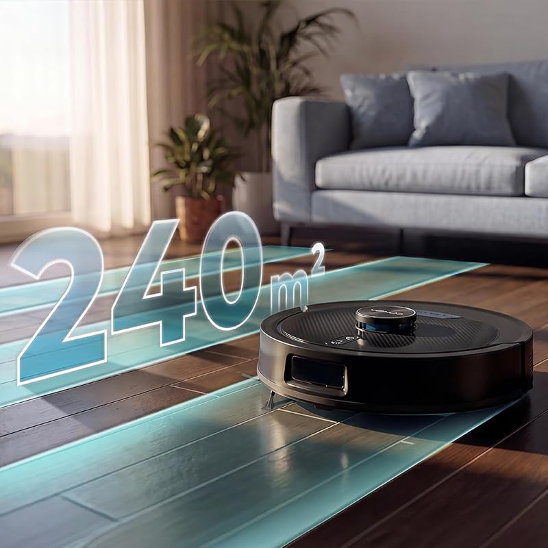 Robot Aspirapolvere e Lavapavimenti Base Autosvuotamento Conga Y80 Dark. Navigazione Laser, 25000 Pa, Auton. 240min, Spazzola Silicone Pet, Sacco 3L, Bluetooth WiFi, App per Casa Sempre Pulita