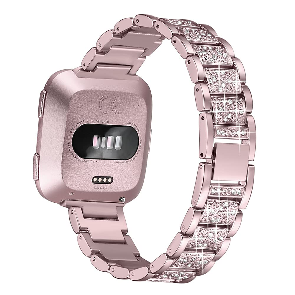 AISPORTS Compatible with Fitbit Versa 2 Strap for Women, Crystal Bling Glitter Diamonds Rhinestones Jewelry Metal Bracelet Wristband Replacement Strap for Fitbit Versa 2/Versa/Versa Lite Smart Watch