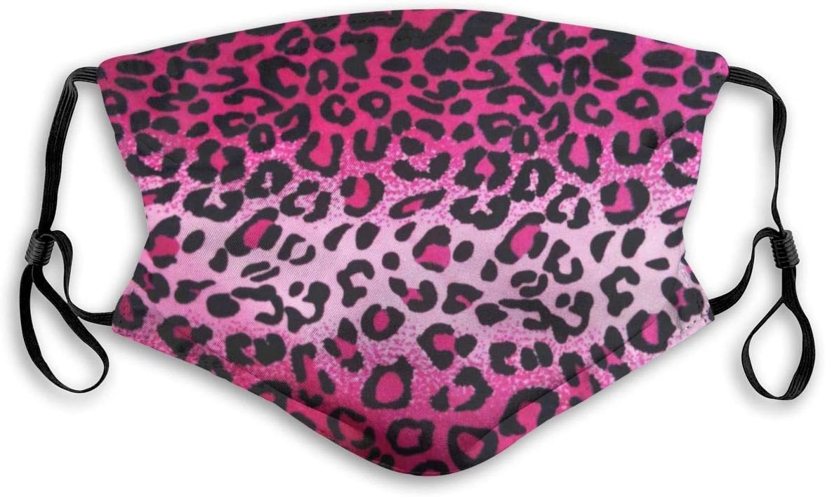 Protective Face Cover Pink Leopard Unisex Black Dust Safety Mouth Cover With Filters
