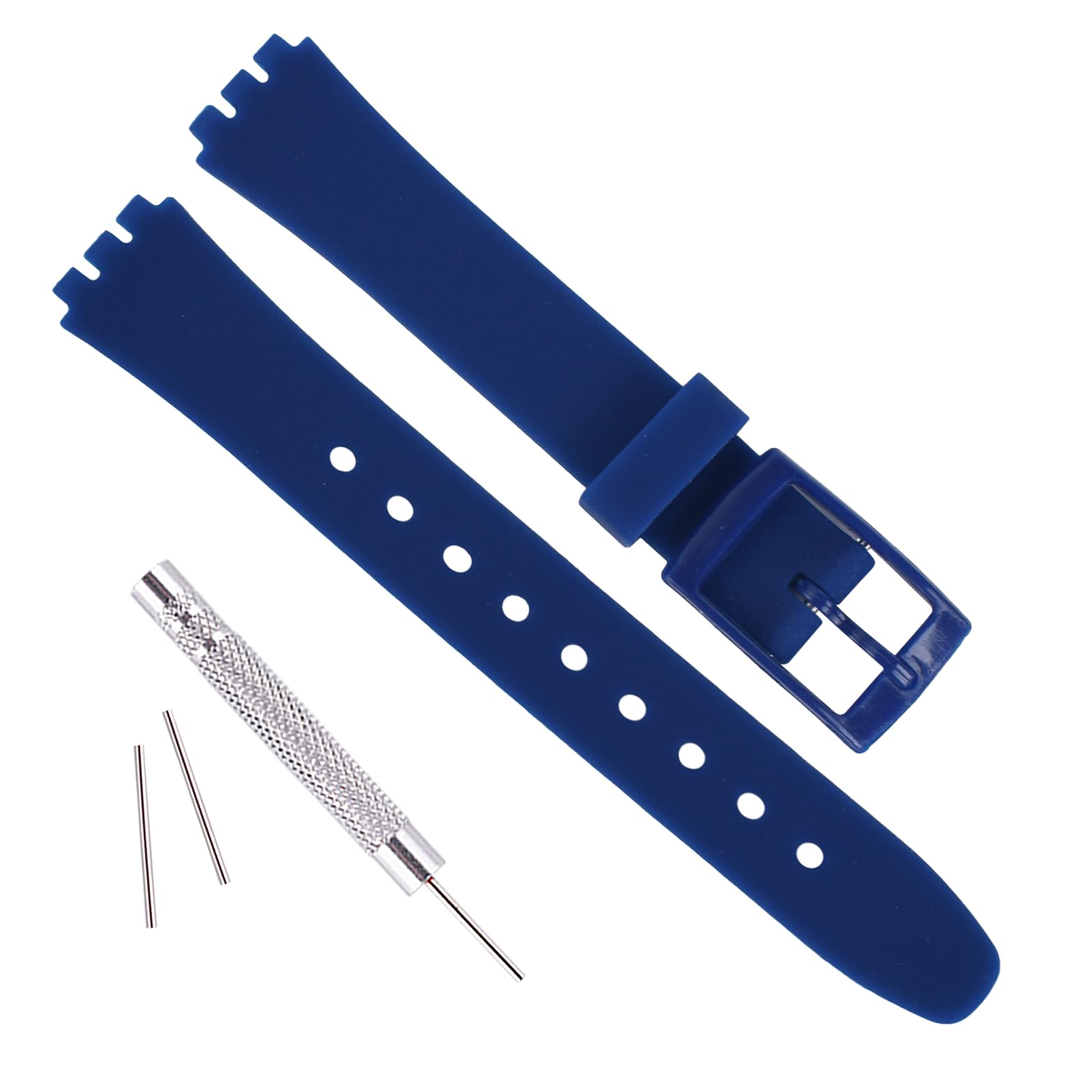 OliBoPo Replacement 12mm Waterproof Silicone Rubber Watch Strap Watch Band for Swatch (Dark Blue)