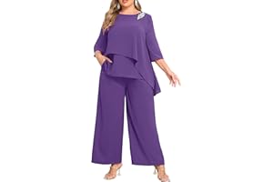AOVDE Plus Size Pant Suits Mother of Bride Dressy Pant Suits 2 Piece Outfits with Pockets for Women Wedding Guest