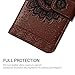 iPhone 6S 6 Wallet Case 4.7 inch, YOKIRIN PU Leather Henna Mandala 3D Relief Floral Embossed Folio Flip Full Protective Cover with Credit Card Holder Kickstand Magnetic Closure for iPhone 6 6S, Brown