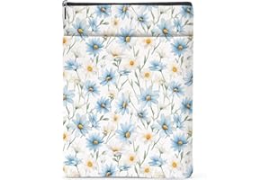 PQV Book Lovers Gifts Daisy Flower Book Sleeve Book Cover Book Pouch Bookish Book Club Gifts Book Protector with Zipper and Front Pocket Bookworm Librarian Gifts Book Accessories for Women Girls Wife