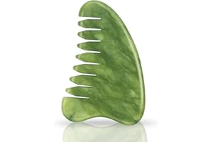LEOSENSE Gua Sha Comb, Natural Guasha Stone Jade, Head Scalp Caring Massage Comb, Facial Gua Sha Scraping Massage Tool for Sk