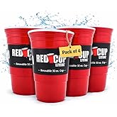 Red Cup Living 32 oz Insulated Tumbler Cup ––Valentines Day Gifts for Him, Reusable Unbreakable Plastic Travel Cup for Hot & Cold Drinks, Party & Everyday Drinkware - Pack of 4
