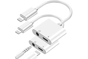 ESBEECABLES [Apple MFi Certified] 2 Pack Lightning to 3.5mm Headphones Jack Adapter for iPhone, 2 in 1 Charger +Aux Audio Splitter Dongle Adapter for iPhone 13/12/SE/11/Xs/XR/X/8 7 Support All iOS &Volume Control