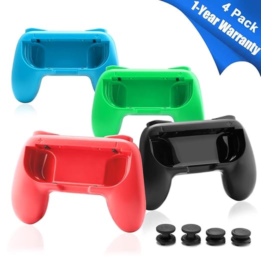Nintendo Switch Joy Con Griff für Nintendo Switch Controller 4 Packs, N Switch Controller Griff mit 4 Daumen Griffkappen (2 N