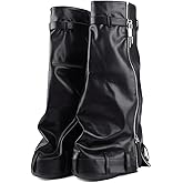 JilTrdWei Women’s Fold Over Knee High Boots Platform Wedge Slouch Boots, Round Toe Slip On Tall Boots, Regular & Wide Width, Fashion Comfort for Concert & Casual Wear