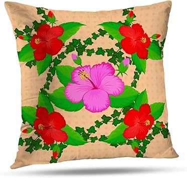 Neoqwez con Motivo Tropical de Verano Flores Tropicales Hibisco Beige