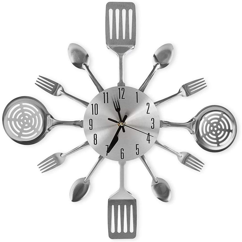 Lrtzizy Kitchen Wall Clocks with Spoons and Forks, Decor and Gifts,Wall Clock Tableware Wall Clock