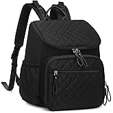 LORADI Lightweight Diaper Bag Backpack with Stroller Clips, Insulated Pockets, Baby Shower Essentials (Nylon, Black)
