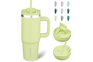 BJPKPK Tumbler With Handle And Straw 30oz Insulated Tumbler Cups With Lid Stainless Steel Travel Coffee Mug,Macaron Green
