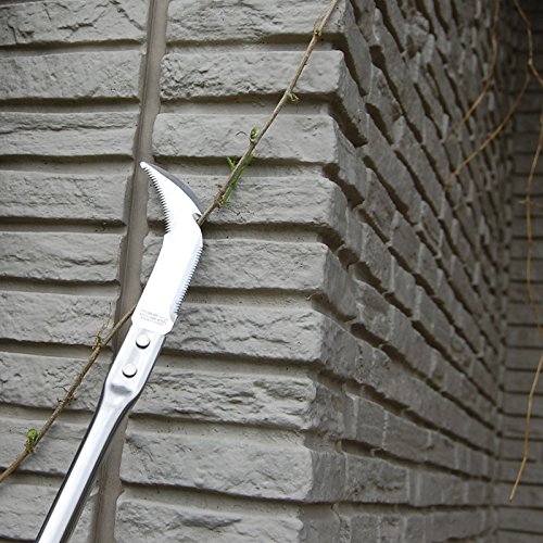 Nisaku NJP235 Long Pruning Tool-S Curved Cutter, Authentic Tomita (Est. 1960) Japanese Stainless Steel, Blade Width 3", Polished 19" Wood Handle