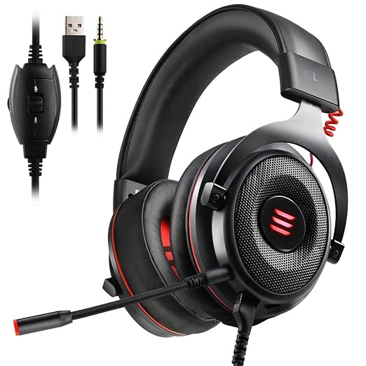 EKSA Gaming Headset PS4/XBox One, Virtual 7.1 & 3,5mm Surround Sound 2 in1 Kabelgebundenes Over-Ear Gaming Kopfhörer mit Abne
