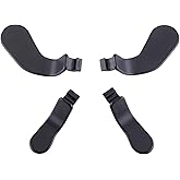 eXtremeRate 4 pcs Metal Black Stainless Steel Paddles, Replacement Parts Video Games Accessories Kits Interchangeable Hair Tr