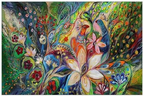 Innovation Modern Canvas Prints Watercolor Peacock and Flower Painting Canvas Wall Art 18" x 12" Inch, Decorative Fashion Elegant Canvas Print Wall Art Stretched and Framed