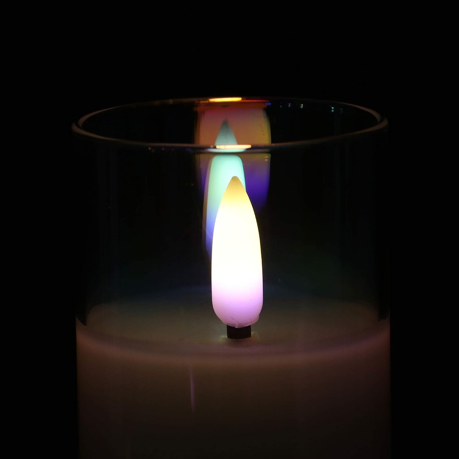 Rhytsing Pearlesent Glass Battery Operated LED Candles, White Slim Flameless Candles with Remote, Warm White Light - Image 4