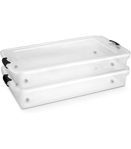 Caja Almacenaje Con Tapa Cajas De Almacenamiento De Plástico MHwan - Juego De 4 Cajas Apilables Con Tapa, Transparentes Y Resistentes Para Organizar Caja Almacenaje Plastico
