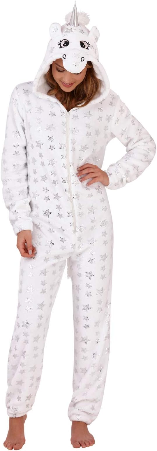 LD Outlet Womens Fairisle Onesie Full Length Fleece Onesies Hooded All in One Jumpsuit Bathrobe Pyjamas Girls Ladies