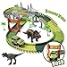 TEEHOME Dinosaur Track Toy Sets New Update Bridge Create A Road with 142 Pcs Flexible Tracks | Jurassic World Dinosaur Race Car Toys for Kids | Great Gift for The Birthday for Children Aged 3+