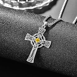 ADMETUS November Birthstone Cross Necklace Sterling