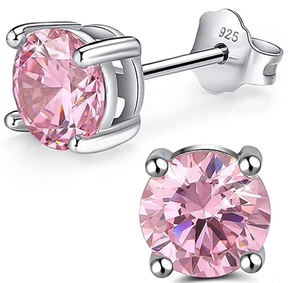 Adabele Authentic Sterling Silver Birthstone Stud Earrings 6mm 0.84 Carat Cubic Zirconia Diamond Gemstone Hypoallergenic Nickel Free Tarnish Resistant Women Men Fine Jewelry, 6mm/0.84 Carat, Sterling โ image 1