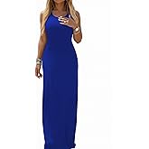 Ulovmi Women Summer Maxi Dresses Long Casual Club Party Sleeveless Tank Sundress