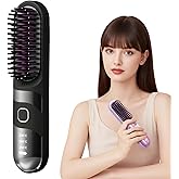2026 Upgraded Go Brush Negative, Cordless Hair Straightener Brush, Portable Straightening Brush for Travel, Travel Hair Straightener for Women, Rechargeable & Anti-Scald (Black)