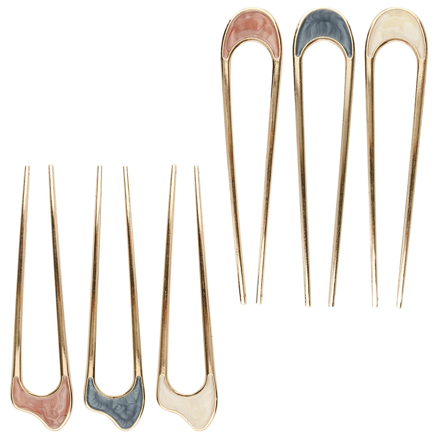 Thyonta 6 Pcs Metal U-Shaped French Vintage Style Hair Pins for Buns, Weddings & Parties